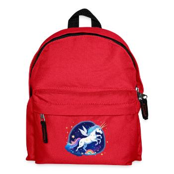 Pastellunicorn mit Flügeln im Sternenhimmel - Kinder Rucksack - Rot - Vorne
