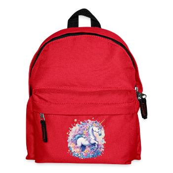 Pastell-Unicorn mit Blumenkronenring - Kinder Rucksack - Rot - Vorne
