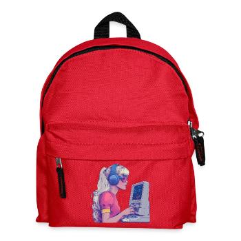 Retro Gamer Girl im Neonstil - Kinder Rucksack - Rot - Vorne