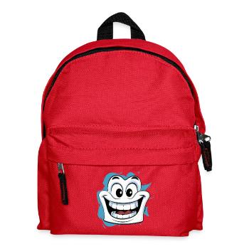 Happy Laughing cartoon face in white and happy eye - Kids' Backpack - red - Front