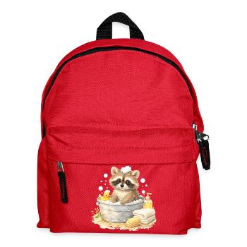 Niedlicher Waschbär beim Baden Illustration  - Kinder Rucksack - Rot - Vorne