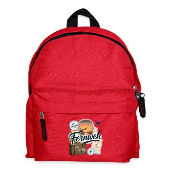 Fernweh - Reise - Abenteuer - Kinder Rucksack - Rot - Vorne