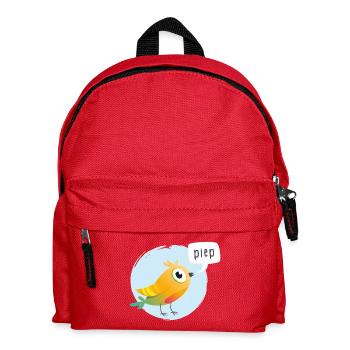 Bunter Vogel mit Piepsprechblase - Kinder Rucksack - Rot - Vorne