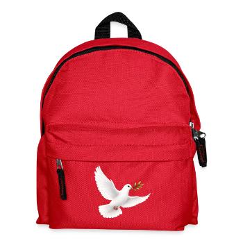 White Dove with Olive Branch - Dove of Peace - Kids' Backpack - red - Front