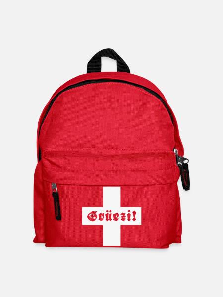 Grüezi (Schweiz / Fraktur / Schweizerfahne) - Kinder Rucksack - Rot