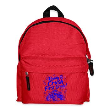 Ready To Crush First Class – lustiger Monstertruck - Kinder Rucksack - Rot - Vorne