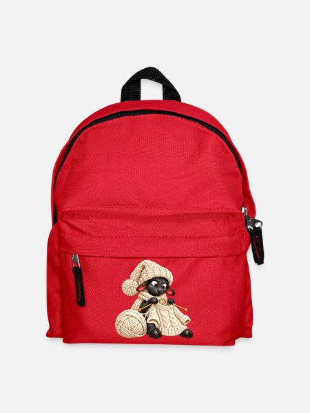 Schwarzes Schaf strickt einen Wollpullover - Kinder Rucksack - Rot