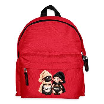Schwarz-Weiß Schaf mit Kaffee - Kinder Rucksack - Rot - Vorne