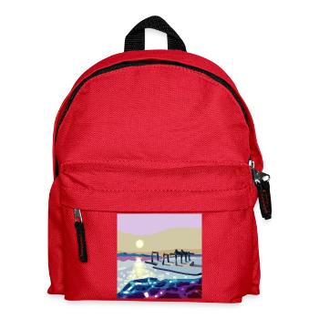 Westlich über die Wellen mit einem Pier - Kinder Rucksack - Rot - Vorne