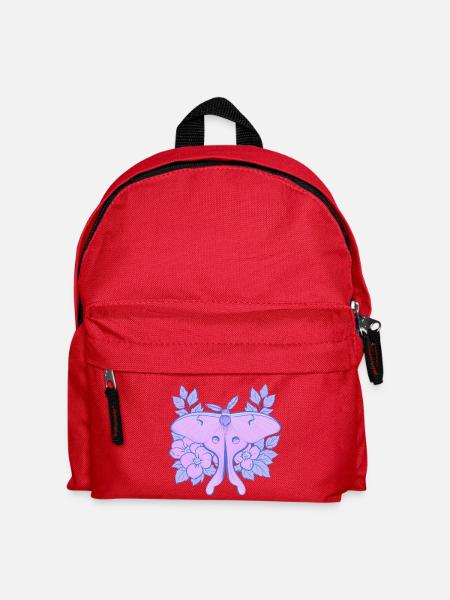 Pastell-Mond-Motte und Hibiskus-Floral - Kinder Rucksack - Rot