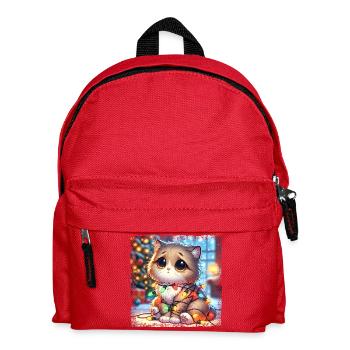 Süße Weihnachts Katze Tollpatschig Verheddert - Kinder Rucksack - Rot - Vorne