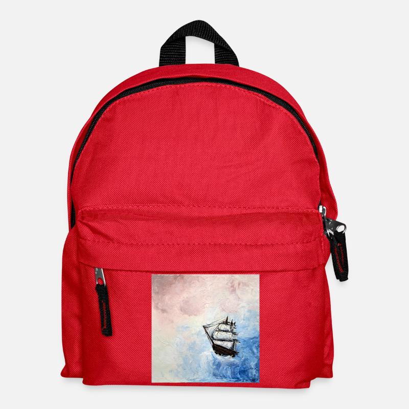 Historisches Segelschiff vor bewölktem Himmel - Kinder Rucksack - Rot