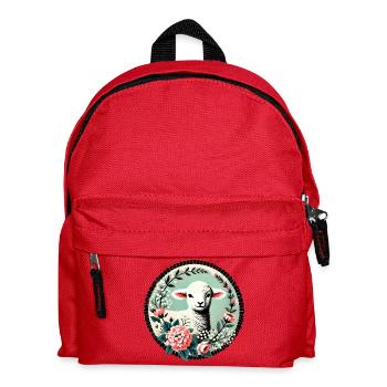 Wunderliches Lamm-Blumenporträt - Kinder Rucksack - Rot - Vorne