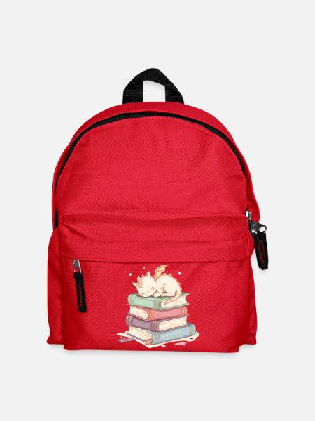 Dragon endormi sur livres couleur pastel - Sac à dos Enfant - rouge