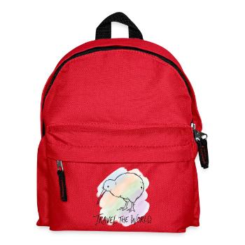 World Tour Kiwi Bird Watercolor Illustration - Kids' Backpack - red - Front