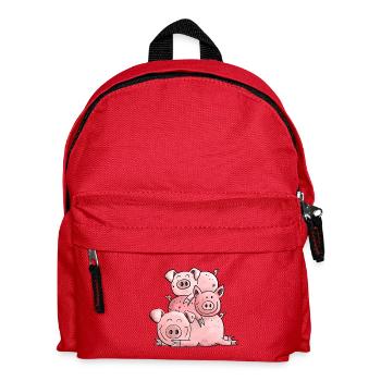 Lustiger Sauhaufen I Schwein Comic Tiermotiv - Kinder Rucksack - Rot - Vorne