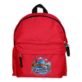Hamburg Skyline - Sonnenuntergang - Alster - Elbe - Kinder Rucksack - Rot - Vorne
