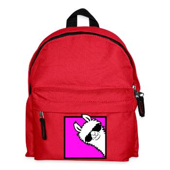 Lama Cool Guckt um Ecke Seite Sonnenbrille Alpaka - Kinder Rucksack - Rot - Vorne