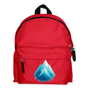Blue Snowy Peaks Watercolor Freeride Skiing - Kids' Backpack - red - Front
