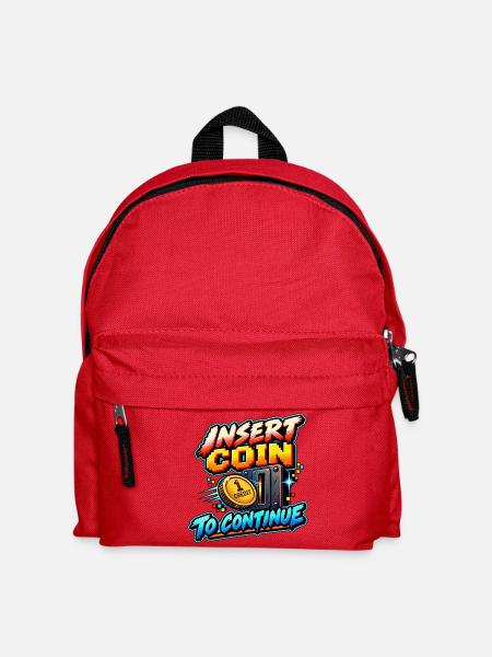 Münze einfügen, um fortzufahren – Retro Arcade - Kinder Rucksack - Rot