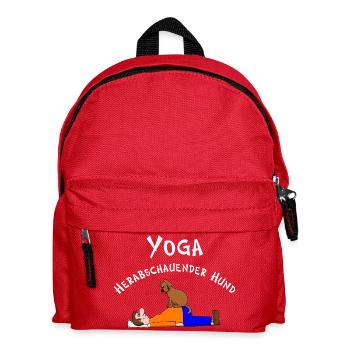 Yoga, Yogi, herabschauender Hund Asana - Kinder Rucksack - Rot - Vorne