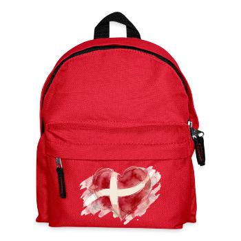 Denmark Heart Watercolor Painting - Kids' Backpack - red - Front