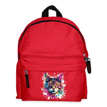 Katze Tier Art - Kinder Rucksack - Rot - Vorne