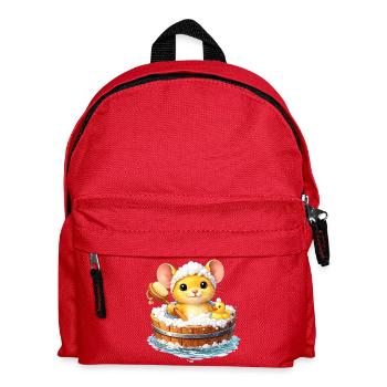 Cute mouse bathing - Kids' Backpack - red - Front