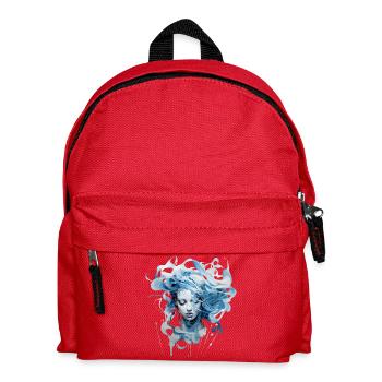 Art Painting "Bluish Woman" - Print Design - Kids' Backpack - red - Front