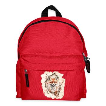 Fuchs mit Kirschblüten - Kinder Rucksack - Rot - Vorne