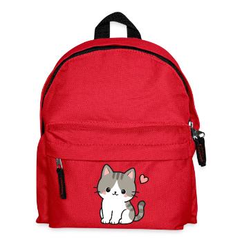 Cute Kawaii Kitten With Pink Heart - Kids' Backpack - red - Front