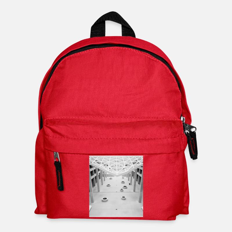 Geometic Atrium Black and White - Kids' Backpack - red