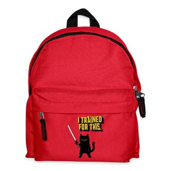 Cat Warrior with Samurai Sword - Kids' Backpack - red - Front