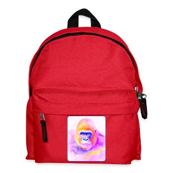Portrait de gorille (aquarelle) - Sac à dos Enfant - rouge - Devant