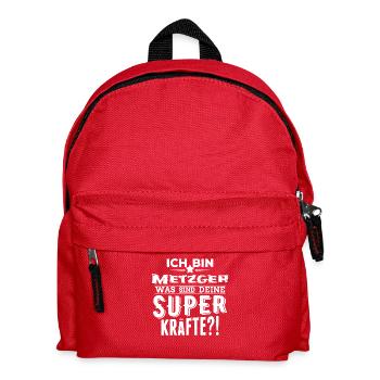 ich bin Metzger - was sind deine Superkräfte - Kinder Rucksack - Rot - Vorne