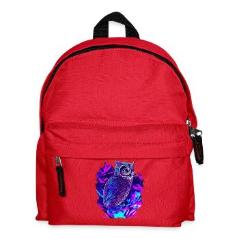 Neon Owl Psychedelic Owl Art - Kids' Backpack - red - Front