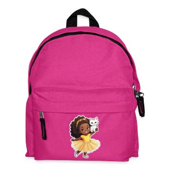 Cheerful child with cat in tutu - Kids' Backpack - fuchsia - Front