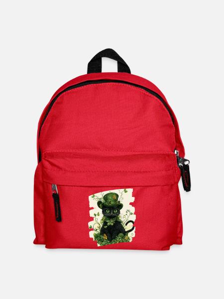 St Patricks day Katze - Kinder Rucksack - Rot
