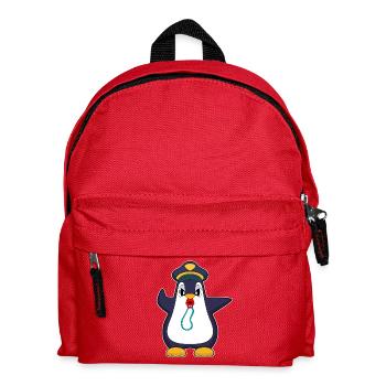 Pinguin Polizist Trillerpfeife Polizei - Kinder Rucksack - Rot - Vorne