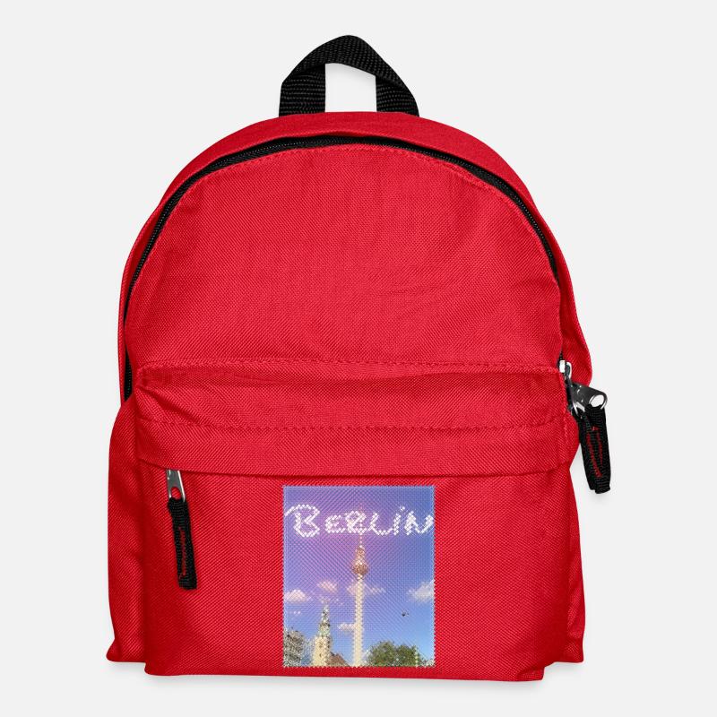 Berlin Fernsehturm Neon Design - Kinder Rucksack - Rot