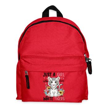Girl Tigers mit Blumenherz - Kinder Rucksack - Rot - Vorne