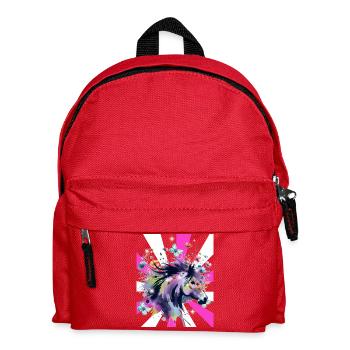 Retro Pferd Pferde Mädchen 60er Blumen - Kinder Rucksack - Rot - Vorne