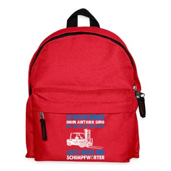 Staplerfahrer Koffein Humor Motiv - Kinder Rucksack - Rot - Vorne