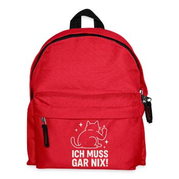lazy cat - statement saying - I don't have to do anything - Kids' Backpack - red - Front