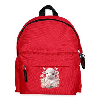 Zartes Lammchen mit Rosenkranz - Kinder Rucksack - Rot - Vorne