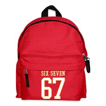 67 Six Seven - viral memes - College - Kids' Backpack - red - Front