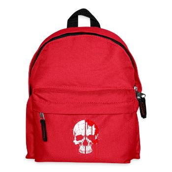 Geteilter Totenkopf mit roter Farbe - Kinder Rucksack - Rot - Vorne
