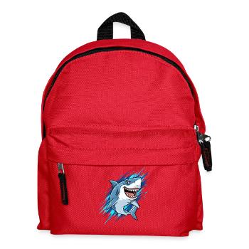 Blauer Cartoonhai mit Spritzern - Kinder Rucksack - Rot - Vorne
