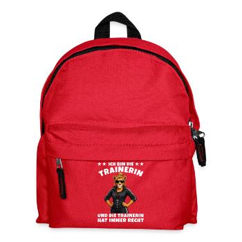 Ich bin die Trainerin Löwe hat immer Recht - Kinder Rucksack - Rot - Vorne