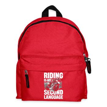 Motorradfahren Ist Meine Zweite Sprache - Kinder Rucksack - Rot - Vorne